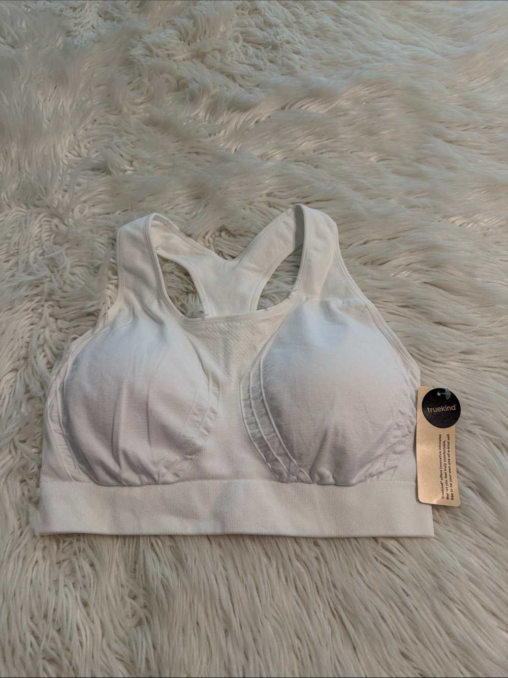 TRUEKIND White Seamless Racerback Sports Bra size L brand new